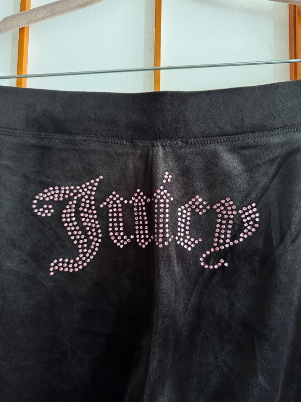 Juicy Couture Velour Black with Pink Rhinestone  Track Pants y2k bohemian lounge